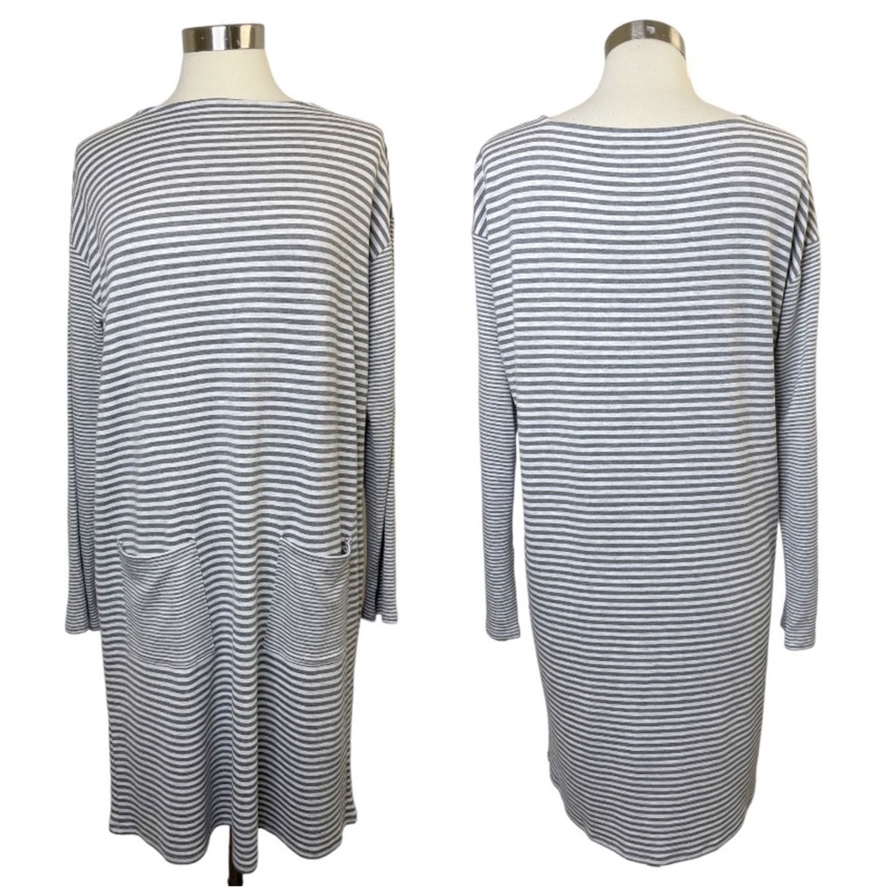 J.JILL Gray Striped Shirt Dress size M